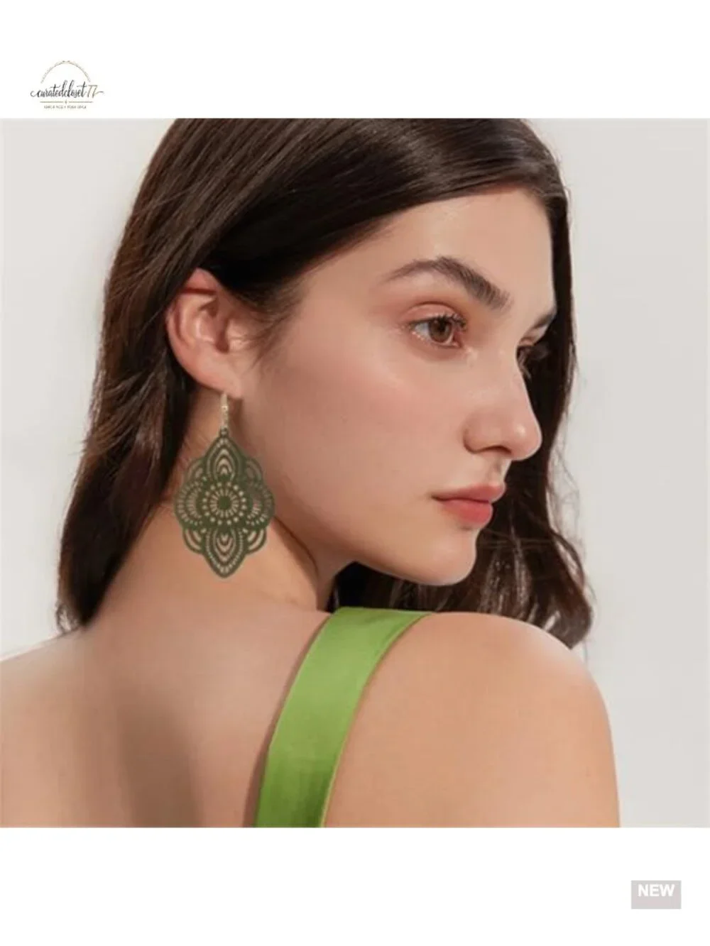 Natural Wood Geometric Dangle Drop Earrings Lightweight Hollow Bohemian Handmade